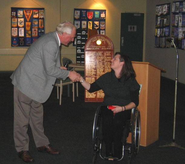 President Elect Kevin Freund thanks Tina McKenzie for her talk to Strathfield Rotarians